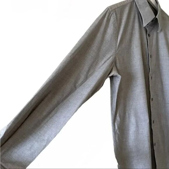 Express Designs Studio Button Down Cotton Gray Modern Fit Stretch Shirt 15 1/2 - Picture 6 of 13